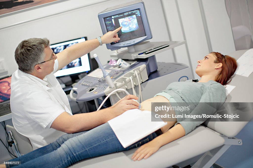 Pregnant woman having an ultrasound