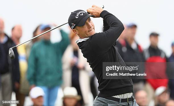 Alex Noren of Sweden tees off the 10th hole during day four of the 100th Open de France at Le Golf National on July 3, 2016 in Paris, France.