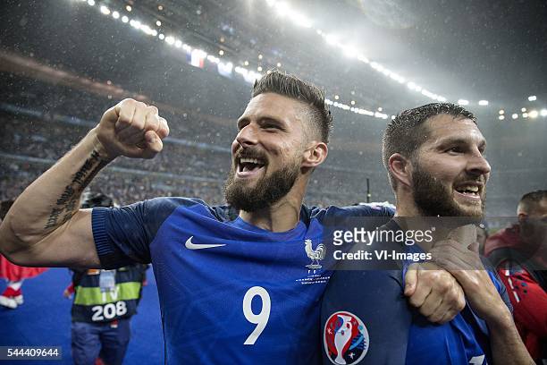 Olivier Giroud of France, Andre Pierre Gignac of France during the UEFA EURO 2016 quarter final match between France and Iceland on July 3, 2016 at...