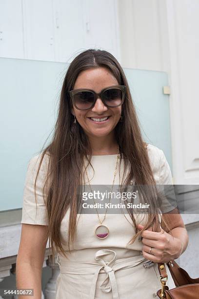 Founder of the Webster boutique Laure Heriard Dubreuil wears an Altuzarra dress and Celine sunglasses on day 3 of Paris Collections: Men on June 24,...
