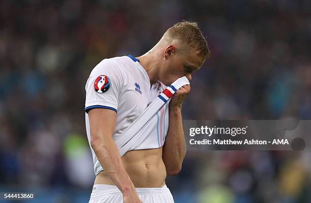 Kolbeinn Sigthorsson of Iceland during the UEFA Euro 2016 quarter final match between France and Iceland at Stade de France on July 3, 2016 in Paris,...