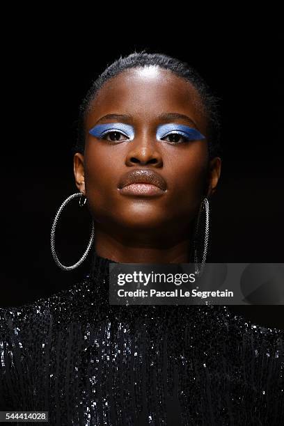 Model walks the runway during the Atelier Versace Haute Couture Fall/Winter 2016-2017 show as part of Paris Fashion Week on July 3, 2016 in Paris,...