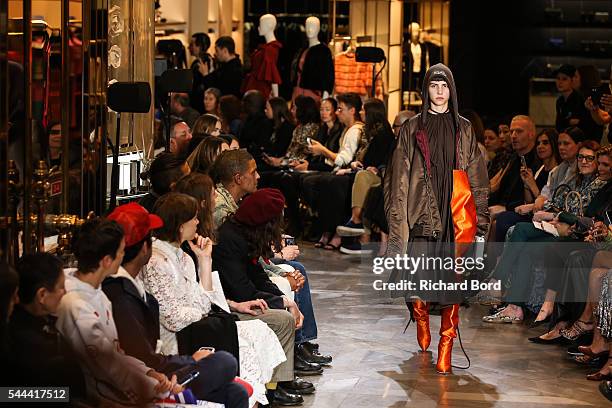 Model walks the runway during the Vetements Haute Couture Fall/Winter 2016-2017 show as part of Paris Fashion Week on July 3, 2016 in Paris, France.