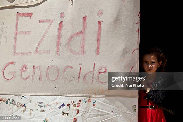 Daily life in the Sharia Camp in Dohuk, Iraq, on 3 July 2016. It opened in 2014 and many residents have escaped from their home after ISIS invaded...