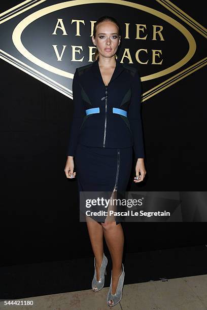 Olga Sorokina attends the Atelier Versace Haute Couture Fall/Winter 2016-2017 show as part of Paris Fashion Week on July 3, 2016 in Paris, France.