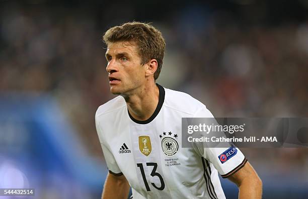 Thomas Muller of Germany during the UEFA Euro 2016 quarter final match between Germany and Italy at Stade Matmut Atlantique on July 2, 2016 in...