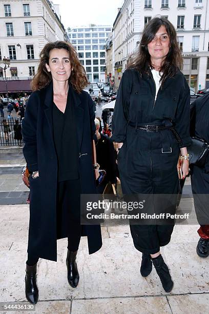 Mademoiselle Agnes Boulard and Emmanuelle Alt attend the Atelier Versace Haute Couture Fall/Winter 2016-2017 show as part of Paris Fashion Week on...