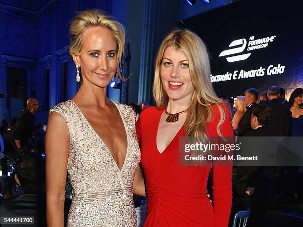 Lady Victoria Hervey and Meredith Ostrom attend the 2016 FIA Formula E Visa London ePrix gala dinner at The British Museum on July 3, 2016 in London,...