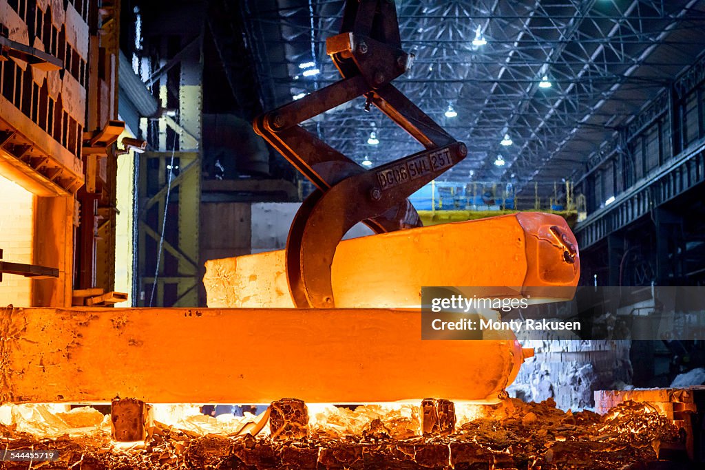 Red hot steel in steelworks