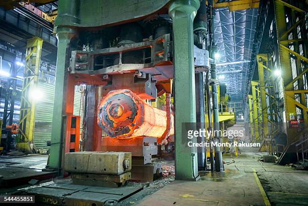 10,000 tonne open die forging press in steelworks - blacksmith shop stock pictures, royalty-free photos & images