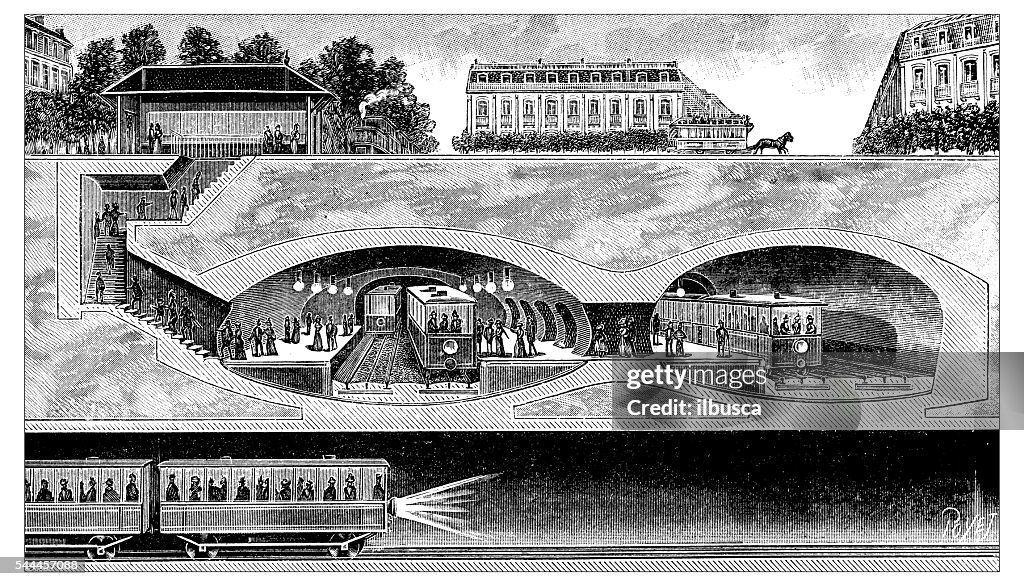 Ancienne illustration de métro de Paris