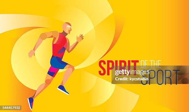 abstract runner poster - men's track stock illustrations