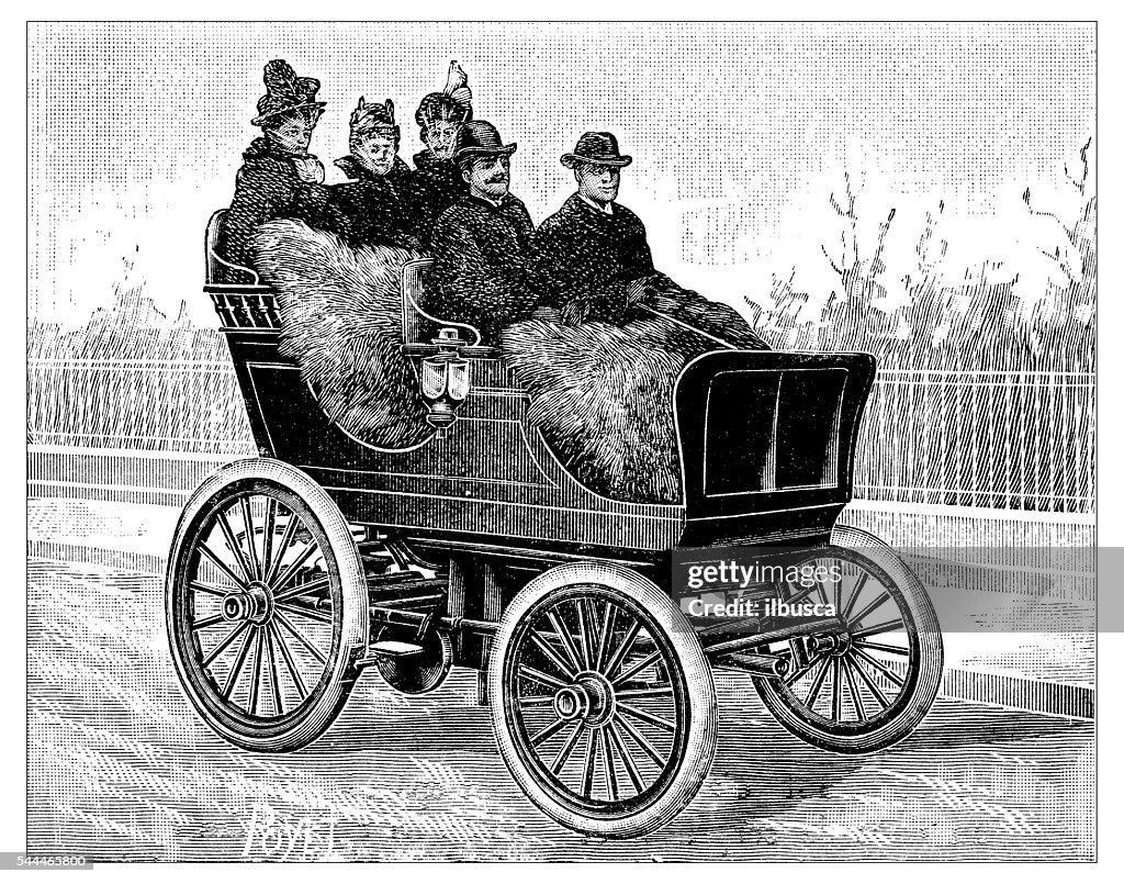 Antique illustration of compressed air car