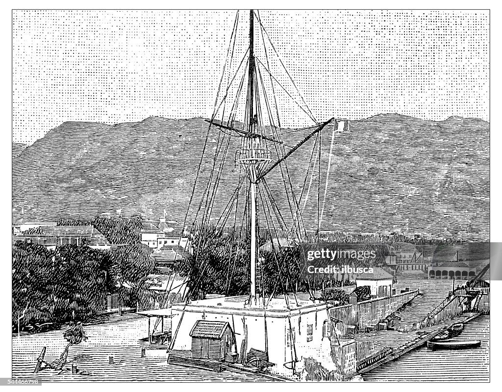 Antike illustration von Pointe-à-Pitre, Guadeloupe