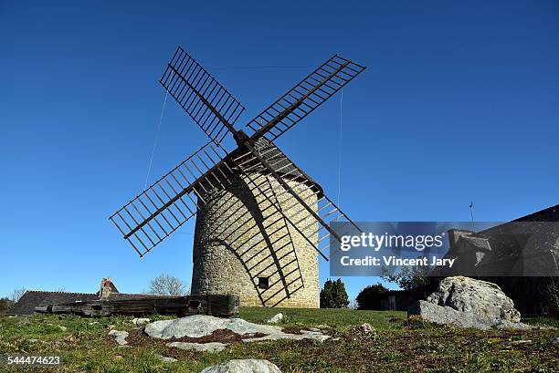 brittany windmill at mont dol - traditional windmill stock pictures, royalty-free photos & images