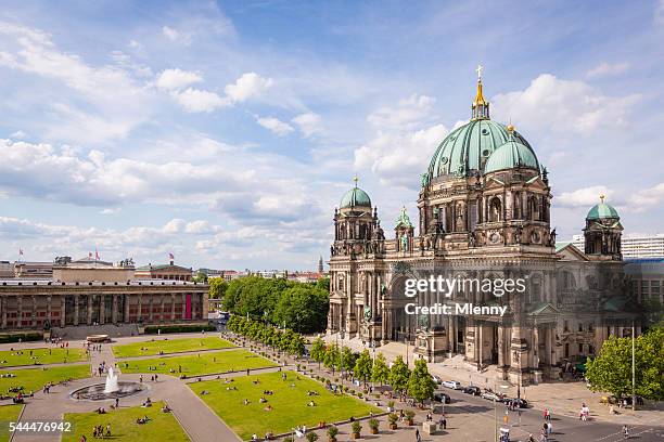 cathedral in berlin germany aerial view - berlin park stock pictures, royalty-free photos & images