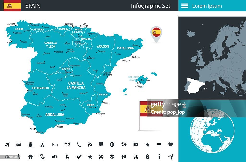 Mapa de Espanha-ilustração, Infográfico