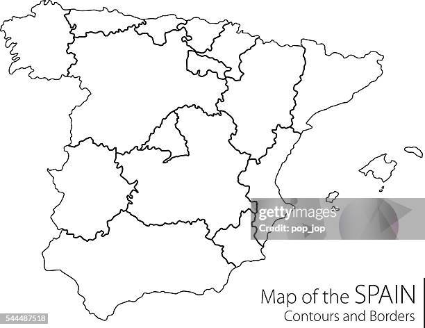 ilustrações de stock, clip art, desenhos animados e ícones de mapa de contorno de espanha - aragon