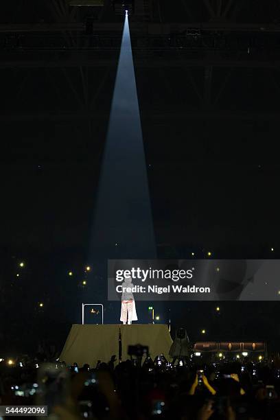 Rihanna performs on stage at Telenor Arena on July 02, 2016 in Oslo, Norway.