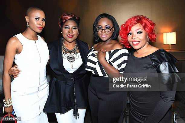 Latice Crawford, Candy West, Keyondra Lockett, and Alexis Spight backstage at the 2016 ESSENCE Festival Presented By Coca-Cola at Ernest N. Morial...