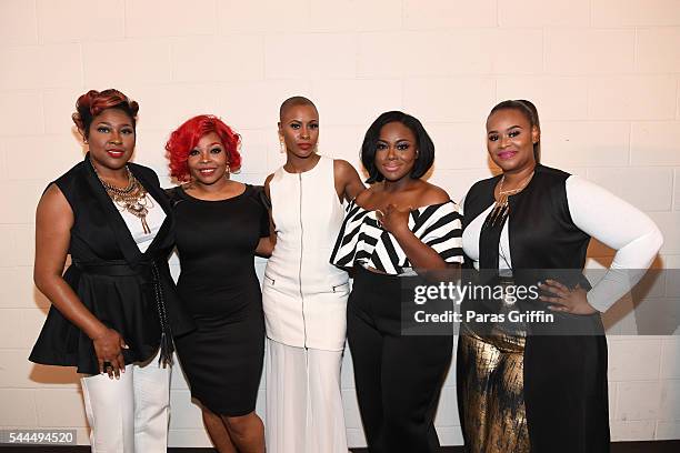 Candy West, Alexis Spight, Latice Crawford, Keyondra Lockett, and Christina Bell backstage at the 2016 ESSENCE Festival Presented By Coca-Cola at...