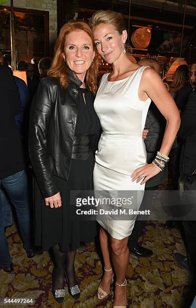 Sarah Ferguson, Duchess of York, and Elaine Irwin attends the FIA Formula E Championship private dinner at Chiltern Firehouse on July 1, 2016 in...