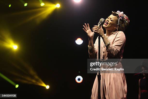 Singer Andra Day performs onstage at 2016 ESSENCE Festival Presented by Coca Cola at the Louisiana Superdome on July 3, 2016 in New Orleans,...