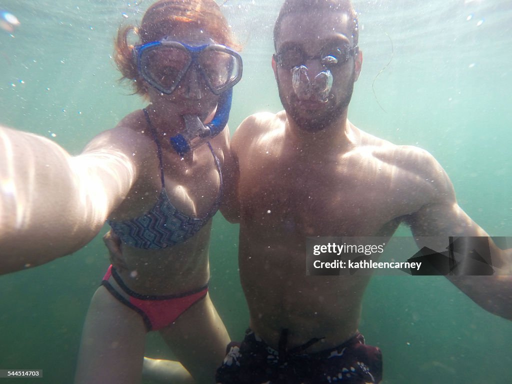 Man and woman Snorkeling, La Jolla Cove, San Diego, California, America, USA