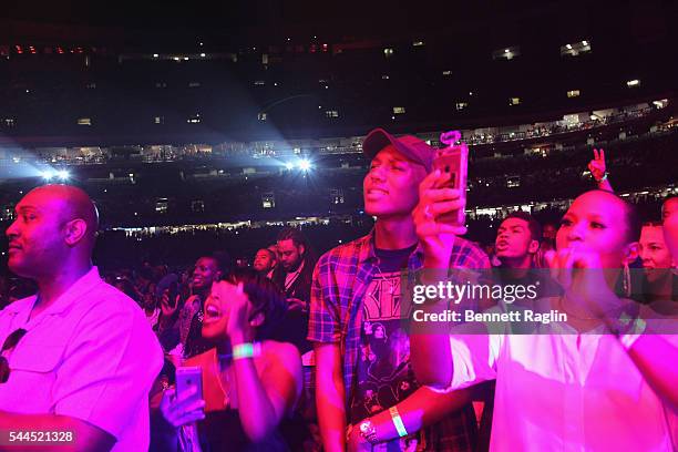 View of the crowd during 2016 ESSENCE Festival Presented by Coca Cola at the Louisiana Superdome on July 3, 2016 in New Orleans, Louisiana.