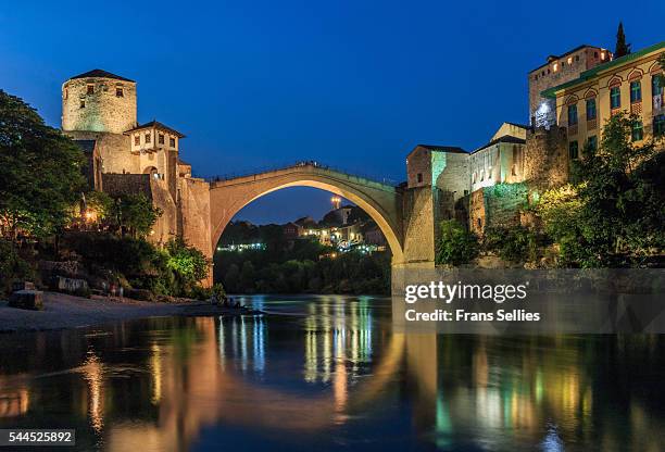 mostar, the old bidge over the neretva river, bosnia and herzegovina - mostar stock pictures, royalty-free photos & images
