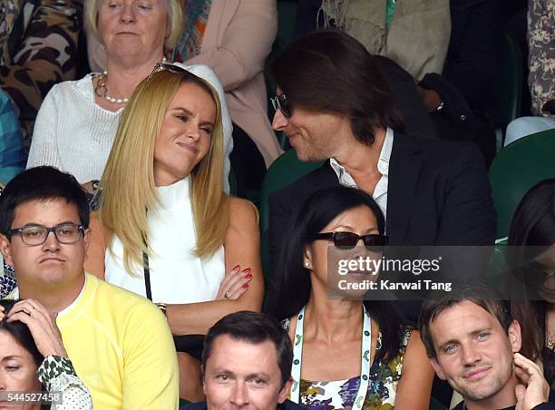 Amanda Holden and Chris Hughes attend day six of the Wimbledon Tennis Championships at Wimbledon on July 02, 2016 in London, England.