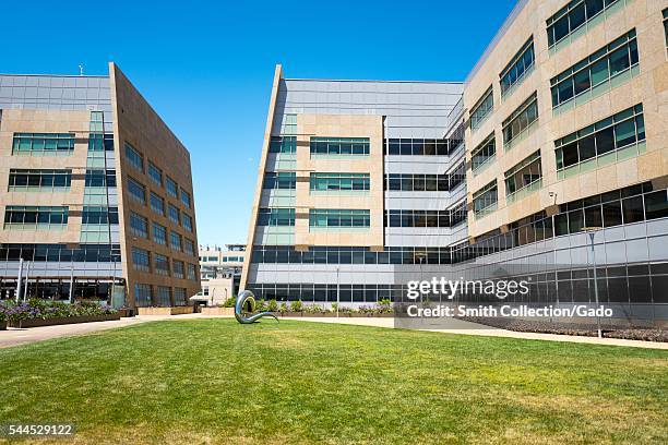 Green roof between two buildings on the medical campus of the University of California San Francisco , Mission Bay, San Francisco, California, June,...