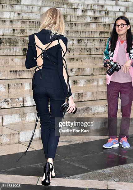 Elena Perminova attends the Atelier Versace Haute Couture Fall/Winter 2016-2017 show as part of Paris Fashion Week on July 3, 2016 in Paris, France.