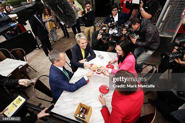 Opposition Leader, Australian Labor Party Bill Shorten, Deputy Leader of the Opposition Tanya Plibersek, federal member for Lindsay-elect Emma Husar...