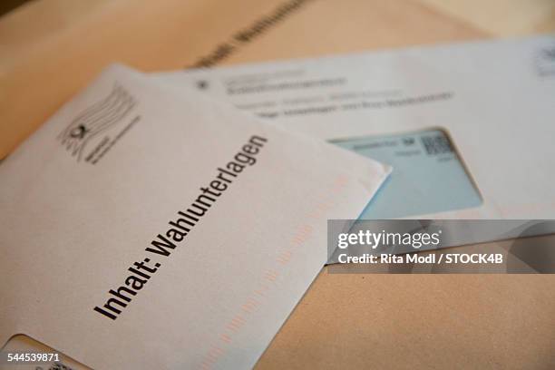 documents for postal vote, close-up - voting by mail stock pictures, royalty-free photos & images