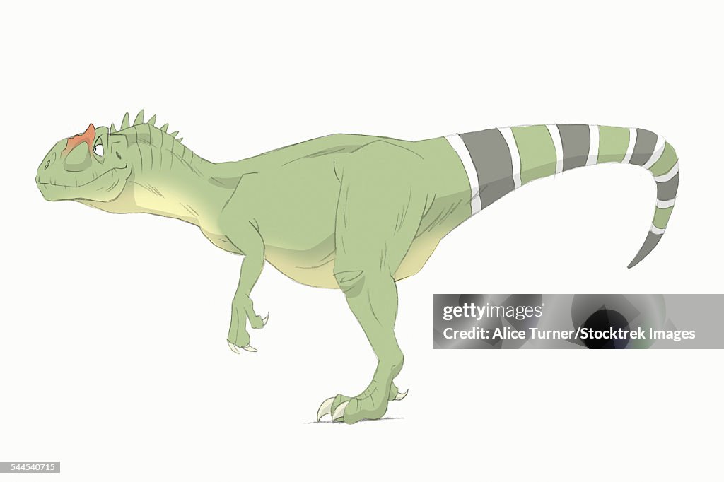 Allosaurus pencil drawing with digital color.