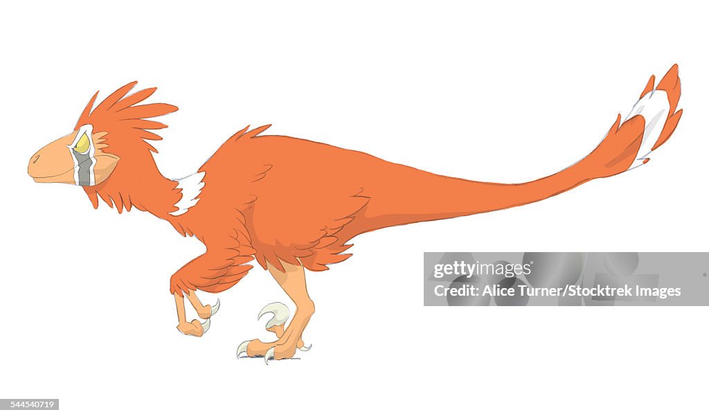 Deinonychus pencil drawing with digital color.