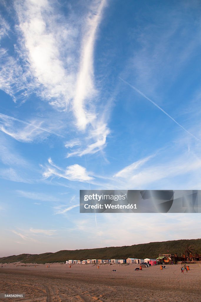 Netherlands, Bloemendaal, beach and sky with clouds