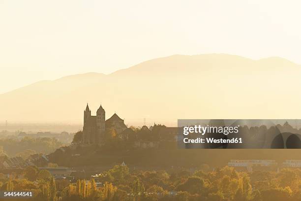 germany, baden-wuerttemberg, view to breisach with minster at haze - breisach stock pictures, royalty-free photos & images