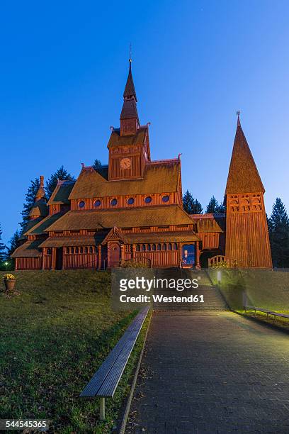 germany, lower saxony, goslar, stave church at hahnenklee-bockswiese - goslar stock pictures, royalty-free photos & images
