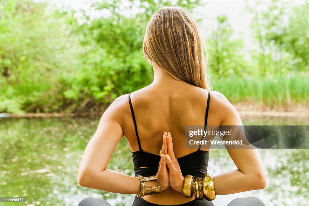 Woman in yoga position