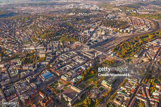 germany, baden-wuerttemberg, stuttgart, aerial view of city center - stuttgart germany stock pictures, royalty-free photos & images
