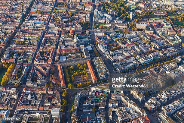 germany, baden-wuerttemberg, stuttgart, aerial view of city center - stuttgart stock-fotos und bilder