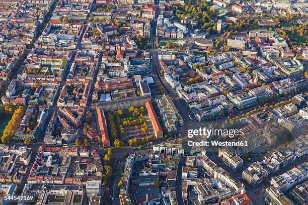 germany, baden-wuerttemberg, stuttgart, aerial view of city center - stuttgart duitsland stockfoto's en -beelden