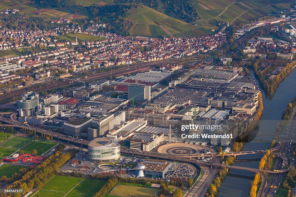 Germany, Baden-Wuerttemberg, Stuttgart, aerial view of Mercedes-Benz headquarters