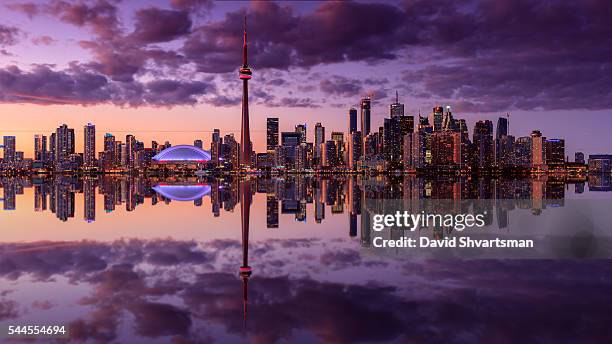 toronto skyline panorama - toronto stock-fotos und bilder