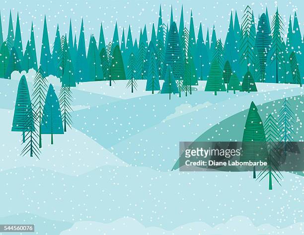 Cute Cartoon Winter Forest In A Snowstrom High-Res Vector Graphic - Getty  Images