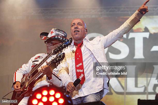 City - Band, Rock music, Germany - Singer Toni Krahl and guitarist Fritz Puppel performing in Berlin, Germany, Wuhlheide