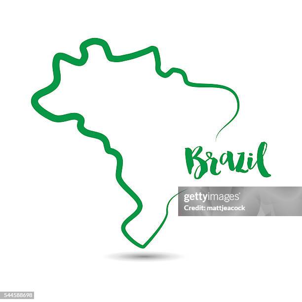 stockillustraties, clipart, cartoons en iconen met brazil country outline in green - brazilië