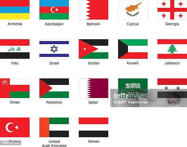 flaggen der westlichen asien - gulf countries stock-grafiken, -clipart, -cartoons und -symbole